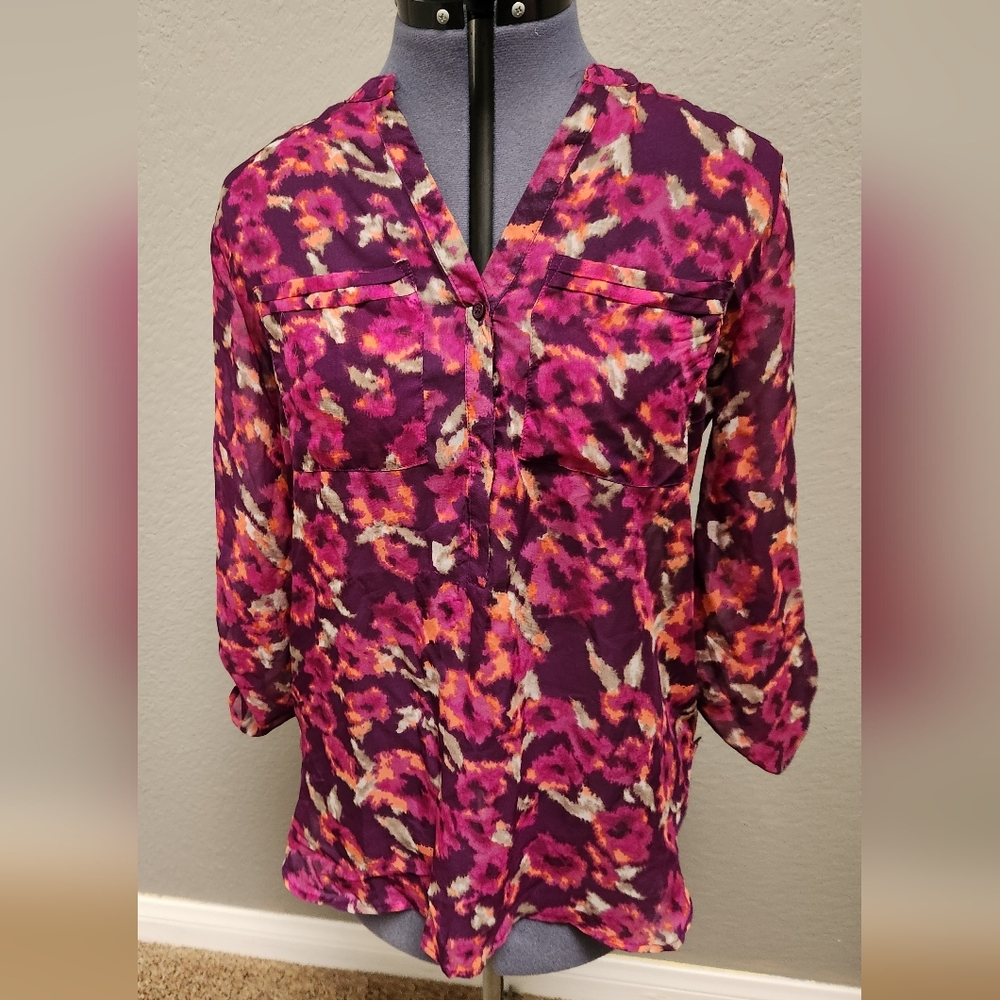 Apt. 9 Pink Graphic 3/4 Sleeve Blouse - Picture 1 of 2